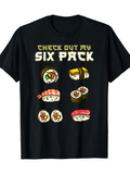 Men's T-Shirt Check Out My Six Pack With Cute Six Sushi Rolls Graphics