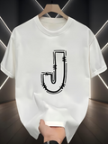 Men's T-Shirt Monochrome Barbed Wire Style Letter J