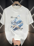 Men's T-Shirt Stay Brave Climb Wild Mountain Under Clouds And Serene Blue Sky