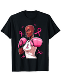 Men's T-Shirt Confident Woman With Boxing Gloves And Pink Awareness Ribbons