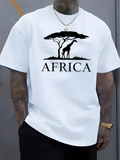 Men's T-Shirt Africa Majestic Giraffe Under Acacia Tree On Open Savanna