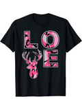 Men's T-Shirt Pink Camouflage Letters With Deer Among Graphic Elements