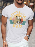 Men's T-Shirt Capybara Dad Retro Rainbow Stripes With Sunglasses Wearing Capybara