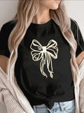 Women's T-Shirt Soft Glowing Linework With Flowing Ribbon Bow