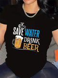 Women's T-Shirt Save Water Drink Beer With Colorful Tap Above Frosty Beer Mug