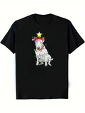 Men's T-Shirt Festive Holiday Lights Wrapping Around Christmas Decorated Dog