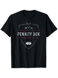 Men's T-Shirt Feels Like A Penalty Box Kind Of Day With Crossed Hockey Sticks Shield Crest