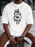 Men's T-Shirt Dripping Graffiti Style Crowned Dollar Sign Art T Shirt