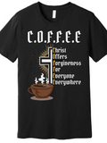 Men's T-Shirt COFFEE With Shining Cross Steaming Cup Surrounded By Radiant Light