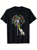 Men's T-Shirt Colorful Dandelion With Elephant Holding Puzzle Blossoms