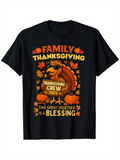 Men's T-Shirt Family Thanksgiving Crew With Pumpkins Autumn Leaves And Sunglasses Turkey