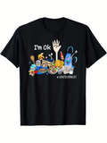 Men's T-Shirt Im Ok Happy Cartoon Kitchen Tools Under Playful Utensils And Food