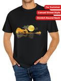 Men's T-Shirt Golden Moon Reflections Over Autumn Trees Calm Lake