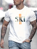 Men's T-Shirt Winter Landscape With Ski Equipment Crossing The Letter I Ski