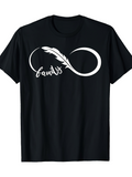 Men's T-Shirt Infinity Loop With Feather Motif And Elegant Script Family