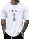 Men's T-Shirt Simple Typography With Metallic Chess Piece Under The Bold King Text