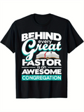 Men's T-Shirt Behind Every Great Pastor With Open Book And Bold Typography
