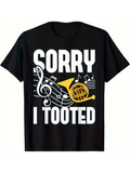 Men's T-Shirt Sorry I Tooted With Music Notes Yellow French Horn