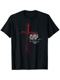 Men's T-Shirt The Lord Is My Shepherd I Shall Not Want With Bold Red Cross Brushstroke