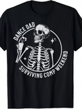 Men's T-Shirt Dance Dad With Cup Under Sparkling Stars Skeleton