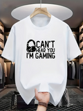 Men's T-Shirt Cant Hear You Im Gaming With Headphones Graphic White T Shirt