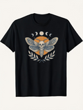 Men's T-Shirt Celestial Phase Moth With Skull Among Olive Branches Night Sky