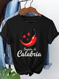 Women's T-Shirt Sapore Di Calabria Spicy Red Pepper With Dripping Chili Essence Surrounded By Vibrant Energy Pepper