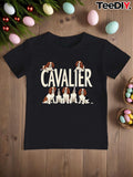 Women's T-Shirt Cavalier Adorable Spaniels Sitting Together Under Bold Lettering Cavalier