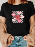 Women's T-Shirt You Are Loved Among Pink Hearts On Checkerboard Pattern