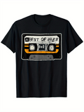 Men's T-Shirt Best Of 1985 Retro Mixtape Cassette With Orange Stripes On Black T Shirt