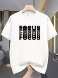 Men's T-Shirt Bold Stacked Black Letters On Minimal White Focus