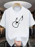 Men's T-Shirt Minimalist Monochrome Art Line Melody Shaped Electric Guitar Design