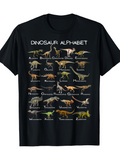 Men's T-Shirt Dinosaur Alphabet Chart With Colorful Prehistoric Creatures Among Lush Ancient Foliage