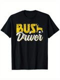 Men's T-Shirt Retro Distressed Yellow Letters With School Bus Illustration Driver