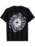 Men's T-Shirt Botanical Mushrooms With Intricate Mandala Circular Floral Pattern Fungus