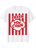 Men's T-Shirt Fresh Popcorn With Red Stripes And Puffed Cloud Design Graphic Popcorn