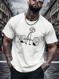 Men's T-Shirt Funny Cartoon Character Lifting Heavy Barbell With Struggling Expression Weightlifter