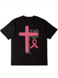 Men's T-Shirt I Can Do All Things Through Christ With A Pink Cross Ribbon