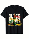 Men's T-Shirt Black King Vibrant Chess Pieces With Bold Inspirational Lettering Artwork