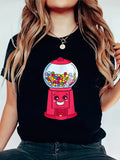 Women's T-Shirt Playful Candy Dispenser Filled With Colorful Bubblegum Balls Machine