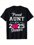 Men's T-Shirt Proud Aunt Of A 2025 Senior Scripted Numbers Pink Pom Pom