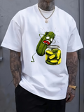 Men's T-Shirt Humorous Cartoon Pickle Leaping Out From Jars Among Splashing Brine Pickle