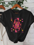 Women's T-Shirt Neon Hearts With Vibrant DNA Helix Amid Abstract Lines
