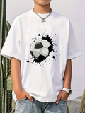 Men's T-Shirt Cracked Wall With Flying Pieces Surrounding A Classic Soccer Ball