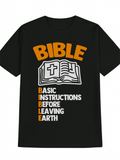 Men's T-Shirt Bible Basic Instructions Before Leaving Earth Open Book Design