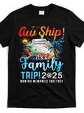 Men's T-Shirt Cruise Vacation With Palm Trees Sunset Blue Ocean Ship