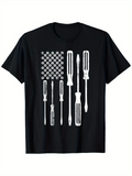 Men's T-Shirt Industrial Style American Flag With Tools Featuring Screwdrivers And Bolts