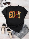 Women's T-Shirt Cozy Season With Plaid Patterns And Warm Checked Letters