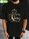 Men's T-Shirt Baroque Golden Crown Flourishes On Elegant Script King