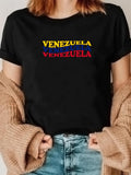 Women's T-Shirt Bold Multicolor Text Design With Large Central Lettering Venezuela